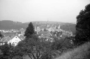 Sigmaringen: Gesamtansicht mit Schloss, vom Felsen, entfernter