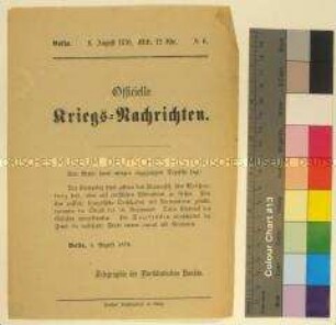 Kriegsdepesche des Norddeutschen Bundes über die Kriegsereignisse bei Saarbrücken und Weißenburg vom 6.8.1870