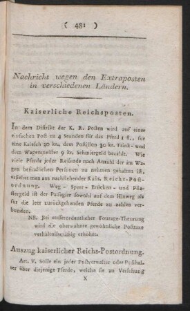 Nachricht wegen den Extraposten in verschiedenen Ländern.