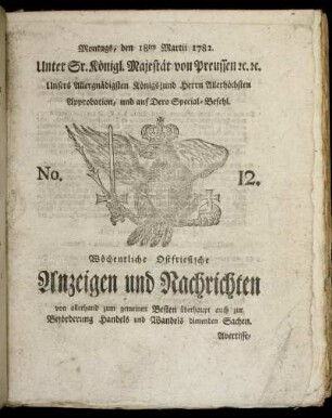No. 12. Montags, den 18ten Martii 1782