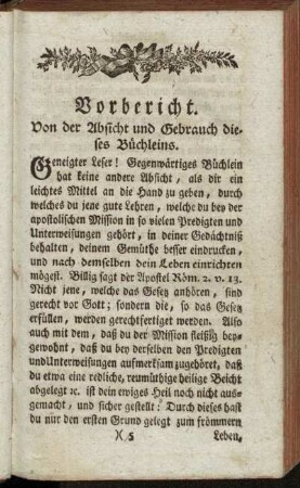 Vorbericht. Von der Absicht und Gebrauch dieses Büchleins