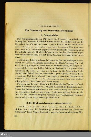 Vierter Abschnitt. Die Verfassung der Deutschen Reichsbahn