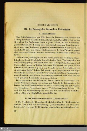 Vierter Abschnitt. Die Verfassung der Deutschen Reichsbahn