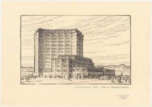 Hochhaus am Bahnhof Friedrichstraße, Berlin: Perspektivische Ansicht von Süden