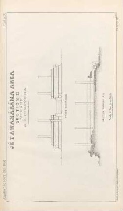 Plate IX. Jétawanáráma Area. Section II. Viháre. S. E. Pirivena. Front elevation. Section through A.B.