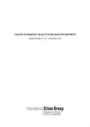 Failing oversight : Iraq's unchecked government