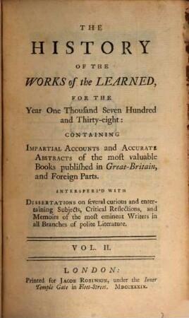 The history of the works of the learned. 1738,2