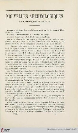 Nouvelles archéologiques et correspondance