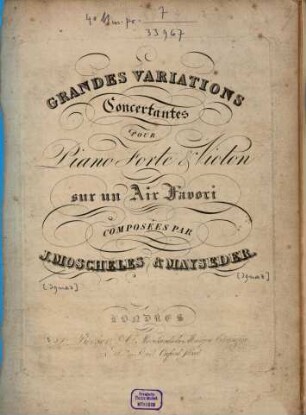 Grandes variations concertantes : pour piano forte & violon ; sur un air favori