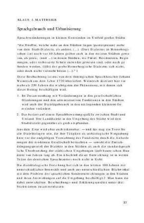Sprachgebrauch und Urbanisierung Sprachveränderungen in kleinen Gemeinden im Umfeld großer Städte