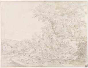 Landschaft mit verfallenem Gehöft
