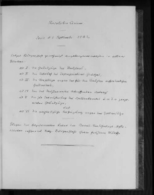 Resolutio Civium, Jovis d. 1. Septembr. 1842