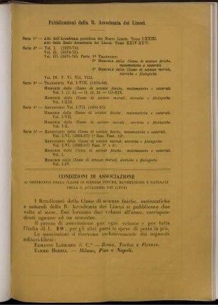 Pubblicazioni della R. Accademia dei Lincei.
