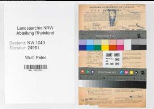 Entnazifizierung Peter Wulf , geb. 26.04.1901 (Postfacharbeiter)