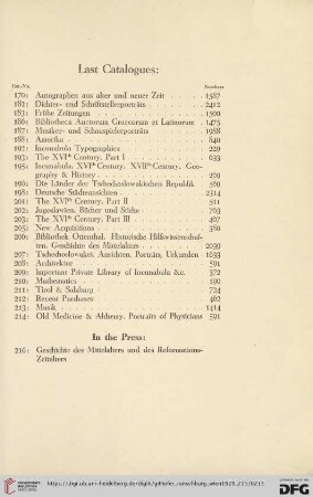 Last Catalogues:
