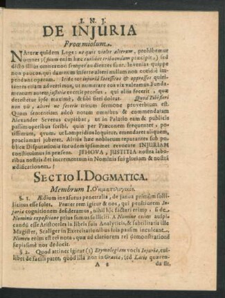Sectio I. Dogmatica.