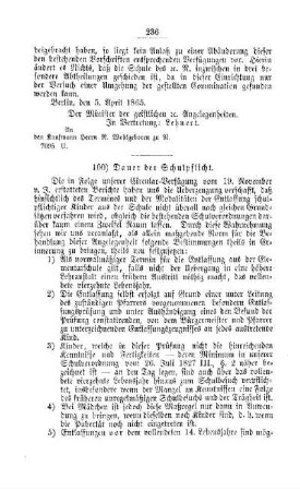 Dauer der Schulpflicht : [V. Elementarschulwesen]