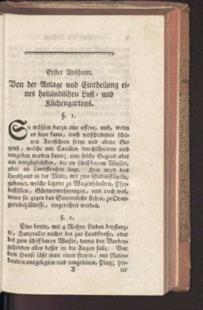 Erster Abschnitt. Von der Anlage und Eintheilung eines holländischen Luft- und Küchengartens