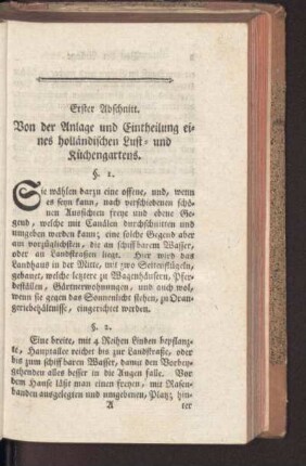 Erster Abschnitt. Von der Anlage und Eintheilung eines holländischen Luft- und Küchengartens