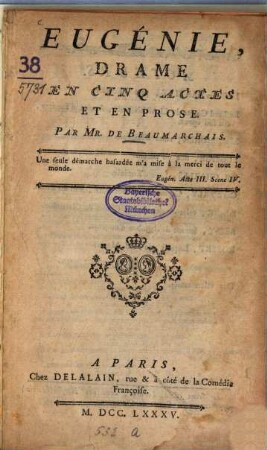Eugénie : Drame en 5 actes et en prose