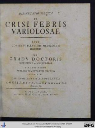 De Crisi Febris Variolosae.