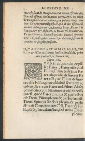 Quod Non Sit Maius Aliquid Pater et Filius et Spiritus sanctus simul dicti ... Caput IX.