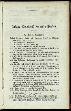Inhalts-Verzeichniß des ersten Bandes.