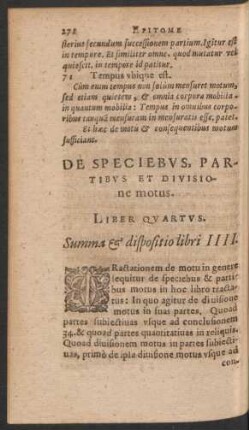 De Speciebus, Partibus Et Divisione motus. Liber Quartus.