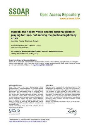 Macron, the Yellow Vests and the national debate: playing for time, not solving the political legitimacy crisis