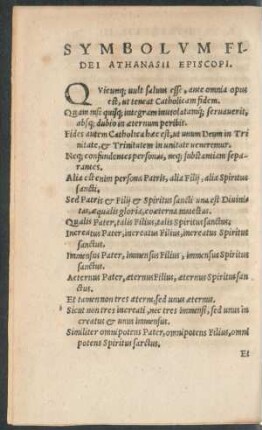 Symbolum Fidei Athanasii Episcopi.