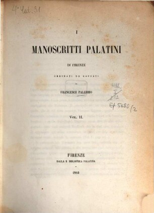 I manoscritti palatini di Firenze, 2
