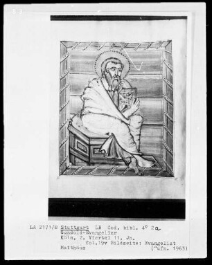 Gundold-Evangeliar — Band 1 — Band 2 — Evangelist Matthäus, Folio 19verso