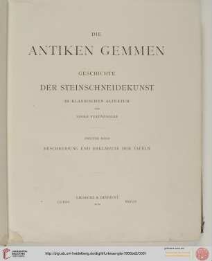 Band 2: Die antiken Gemmen: Geschichte der Steinschneidekunst im Klassischen Altertum: Beschreibung und Erklärung der Tafeln