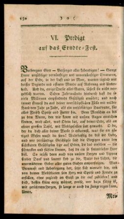 VI. Predigt auf das Erndte-Fest
