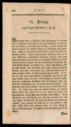 VI. Predigt auf das Erndte-Fest
