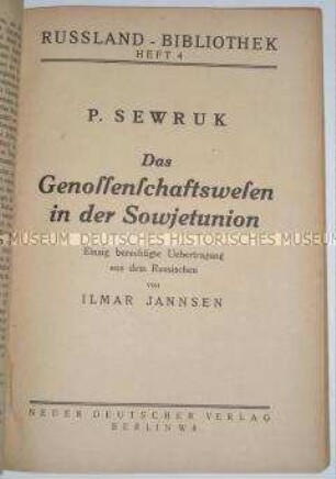 Abhandlung über das Genossenschaftswesen in der UdSSR