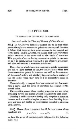 Chapter VIII. On contact of curves and on evelopes.