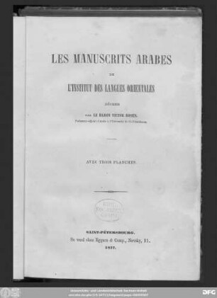 Les manuscrits arabes de l'Institut des Langues Orientales