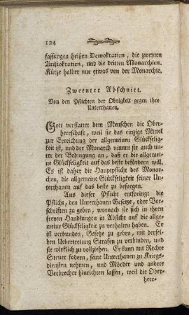 Zweenter Abschnitt. Von den Pflichten der Obrigkeit gegen ihre Unterthanen.