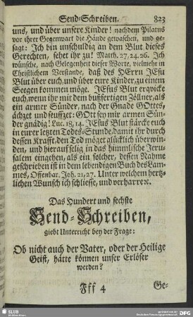 Das Hundert und sechste Send-Schreiben