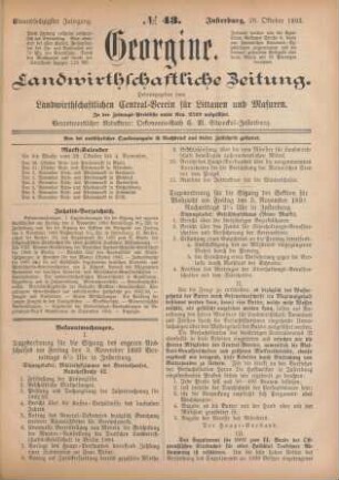 Einundsechzigster Jahrgang. No. 43. Insterburg, 26. Oktober 1893.