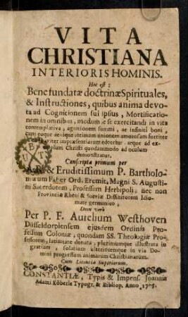 1-331, Vita Christiana Interioris Hominis