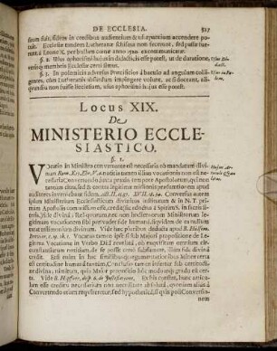 Locus XIX. De Ministerio Ecclesiastico