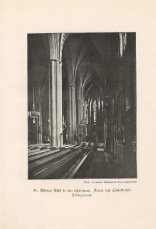 St. Nikolai: Blick in den Chorraum. Rechts das Schindlersche Erbbegräbnis