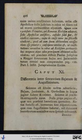 Caput XI. Differentia inter sententiam Bajanam et Augustinianam.
