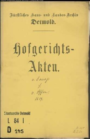 von Donop, Levin gegen Rabe von Offen - Einräumung von Lüdershof