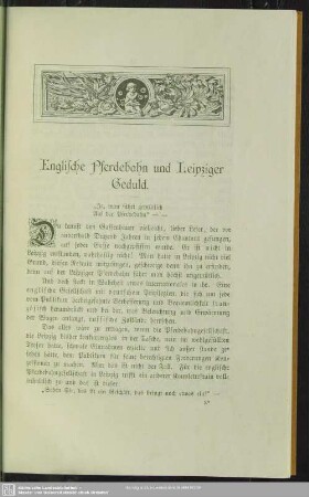 Englische Pferdebahn und Leipziger Geduld