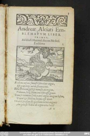 Andreae Alciati Emblematum Liber Primus.