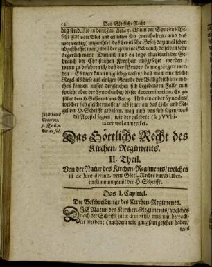Das I. Capittel. Die Beschreibung des Kirchen-Regiments.