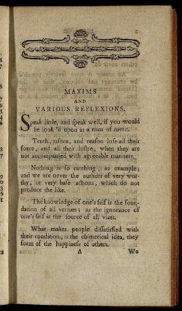 Maxims And Various Reflexions.